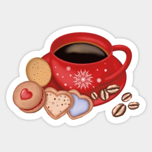 Christmas Coffee Mug And Cookies. Sticker